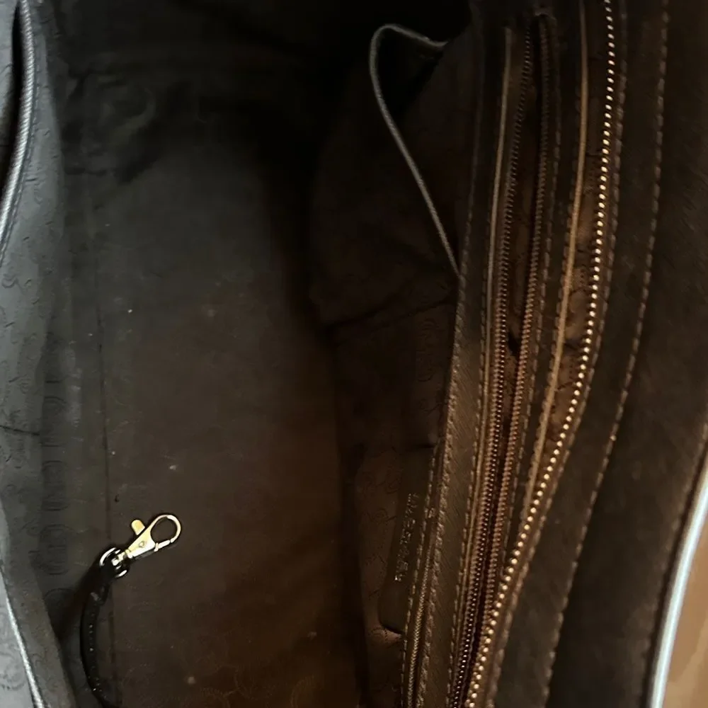 Michael Kors Black Satchel with Silver Eyelet Rivet Accents Crossbody Strap - Picture 3 of 8